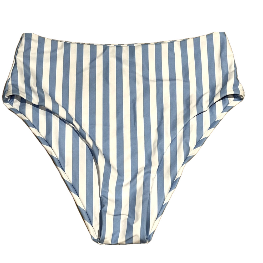 Blue White Stripe Bikini Bottoms Small